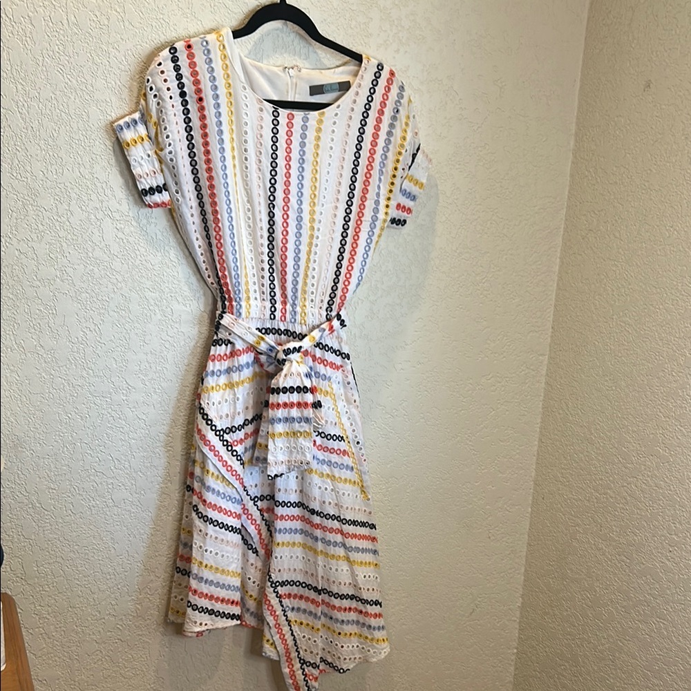 Eva Franco Multicolor Patterned Midi Dress